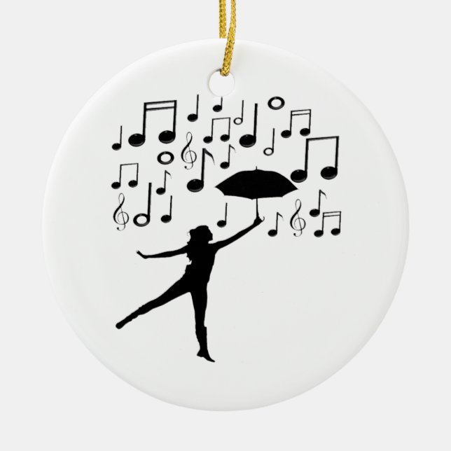 Singing in The Rain Ceramic Tree Decoration (Front)