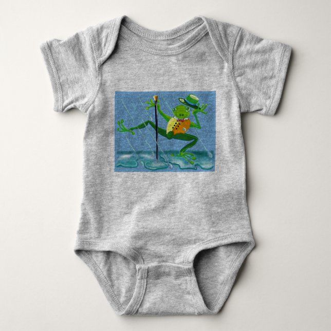 singing in the rain frog baby bodysuit (Front)