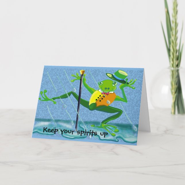 singing in the rain frog- Keep your spirits up Card (Front)