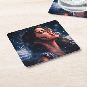 Singing in the Rain Square Paper Coaster