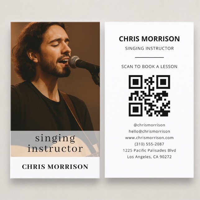 Singing Instructor QR Code Photo Business Card (Creator Uploaded)