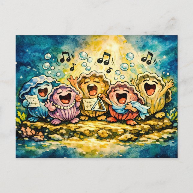 Singing mussel choir cartoon   postcard (Front)