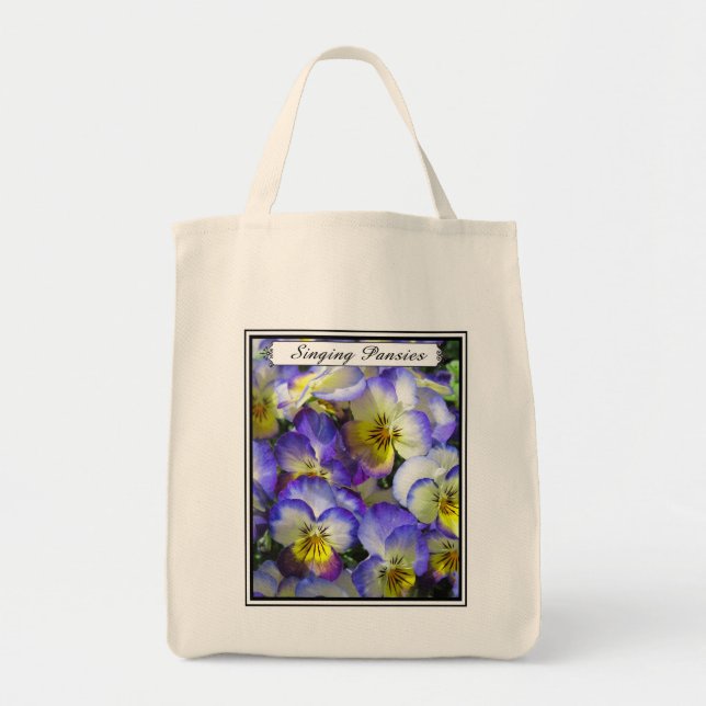 Singing Pansies - Grocery Tote Bag (Front)