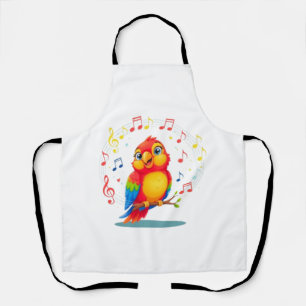 **Singing Parrot – Cute Parrot Singing Illustratio Apron