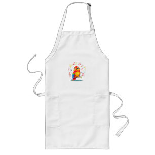 **Singing Parrot – Cute Parrot Singing Illustratio Long Apron