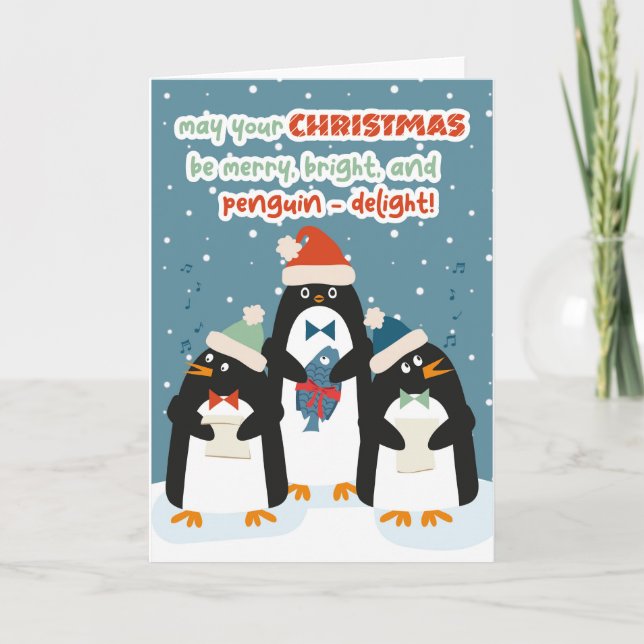 Singing penguins Christmas Greeting Cards (Front)