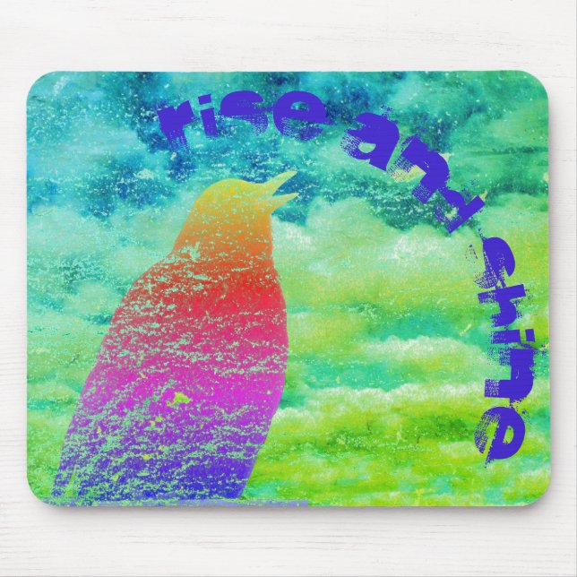 Singing  Rainbow Bird with your text Mouse Pad (Front)