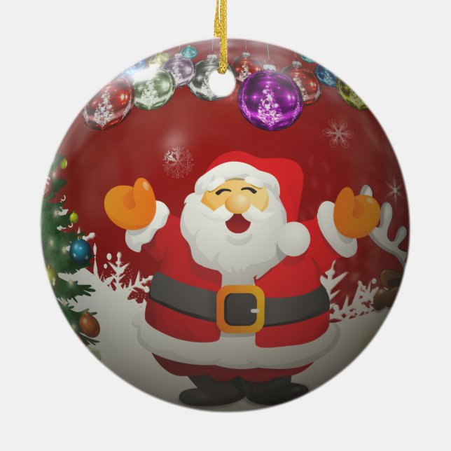 Singing Santa Claus Ceramic Tree Decoration (Back)