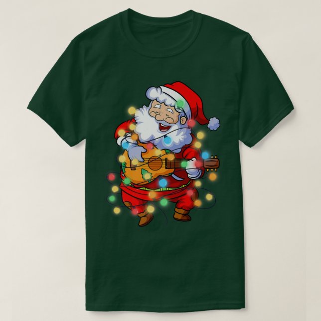 Singing Santa guitar for Boys Girls Christmas Tree T-Shirt (Design Front)
