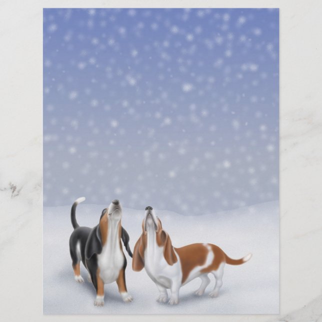 Singing Snow Bassets Letterhead Stationery (Front)