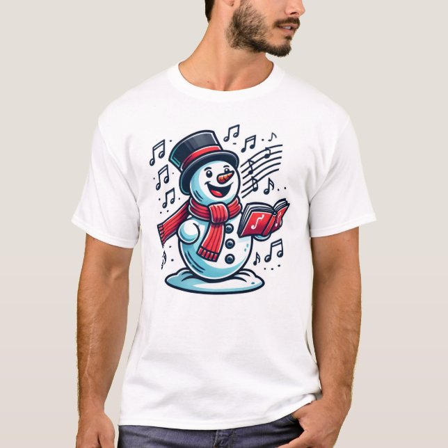Singing Snowman Christmas T-Shirt (Front)