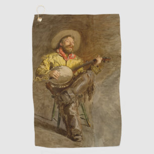 Singing Spanish Cowboy w Banjo Playing Trail Song Golf Towel