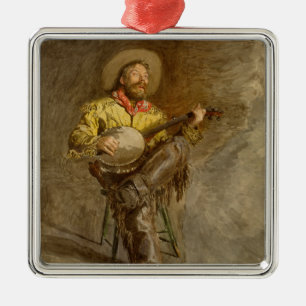 Singing Spanish Cowboy w Banjo Playing Trail Song Metal Tree Decoration