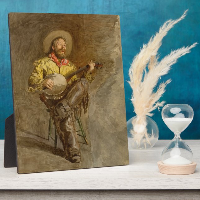 Singing Spanish Cowboy w Banjo Playing Trail Song Plaque (Side)