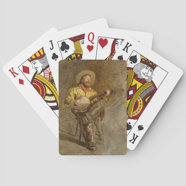 Singing Spanish Cowboy w Banjo Playing Trail Song Playing Cards (Back)