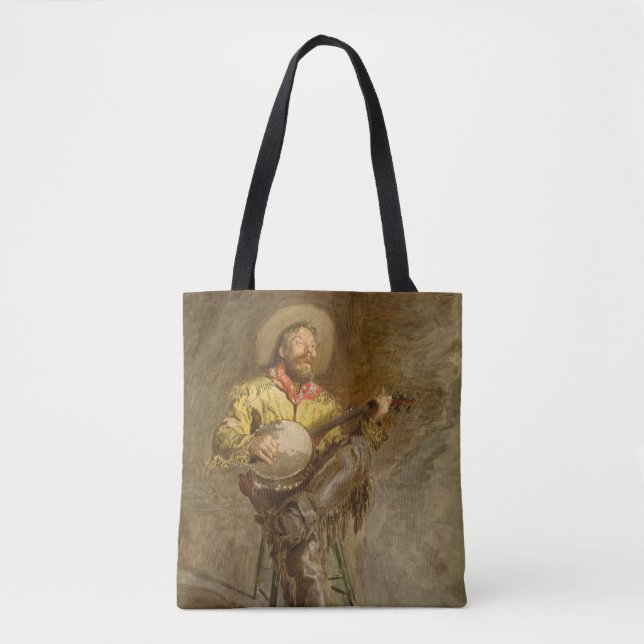 Singing Spanish Cowboy w Banjo Playing Trail Song Tote Bag (Front)