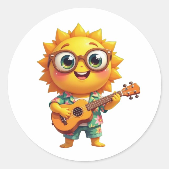 Singing Sun Classic Round Sticker (Front)