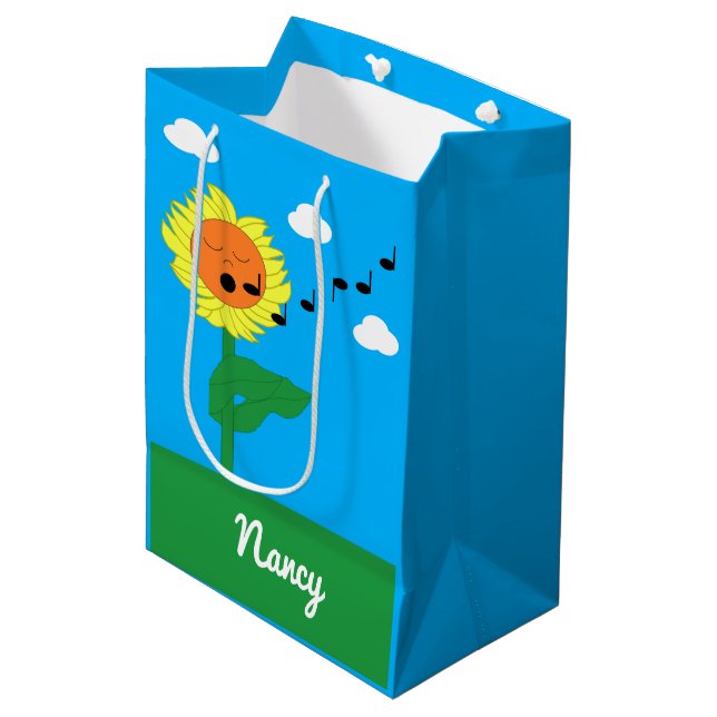 Singing Sunflower:  Medium Gift Bag (Front Angled)