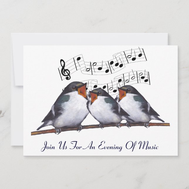 Singing Swallows: Birds: Music Event Invitation (Front)
