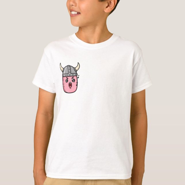 Singing Viking Character with Horned Helmet Kids T-Shirt (Front)