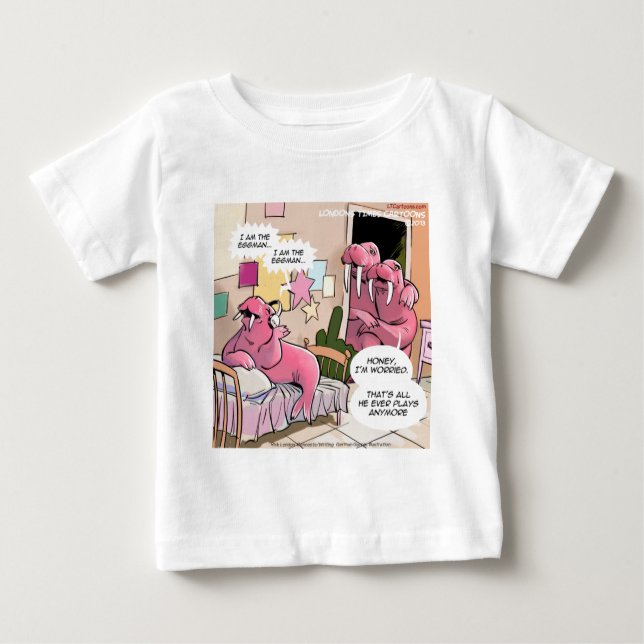 Singing Walrus Worried Parents Funny Baby T-Shirt (Front)