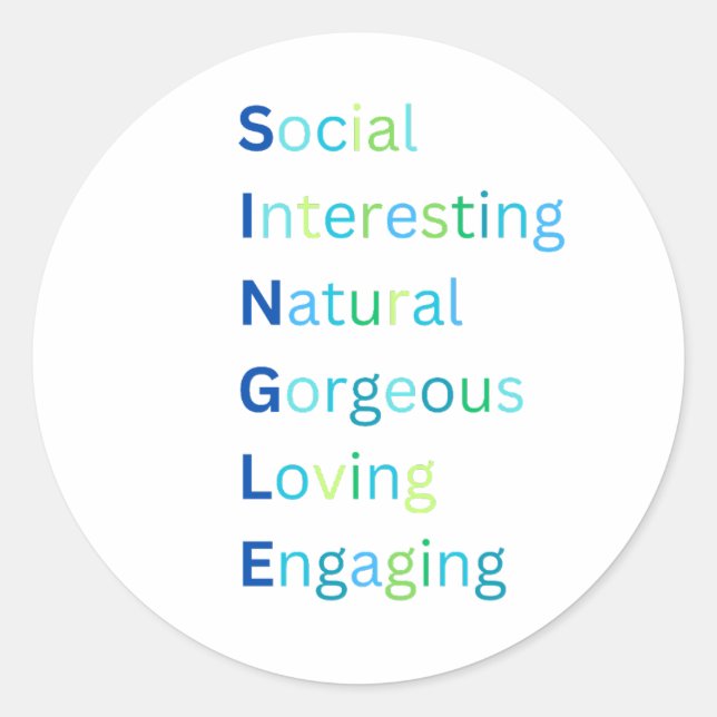 Single acronym classic round sticker (Front)