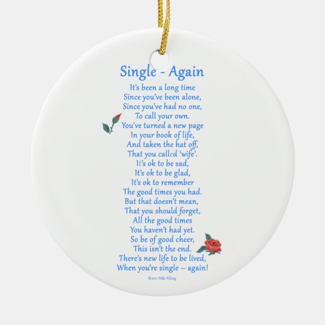 Single Again Ceramic Tree Decoration (Front)