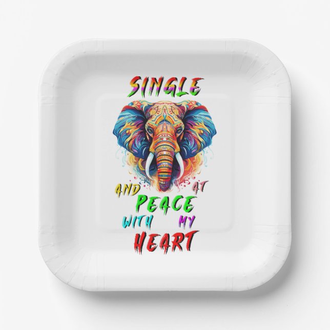 Single And At Peace With My Heart Paper Plate (Front)