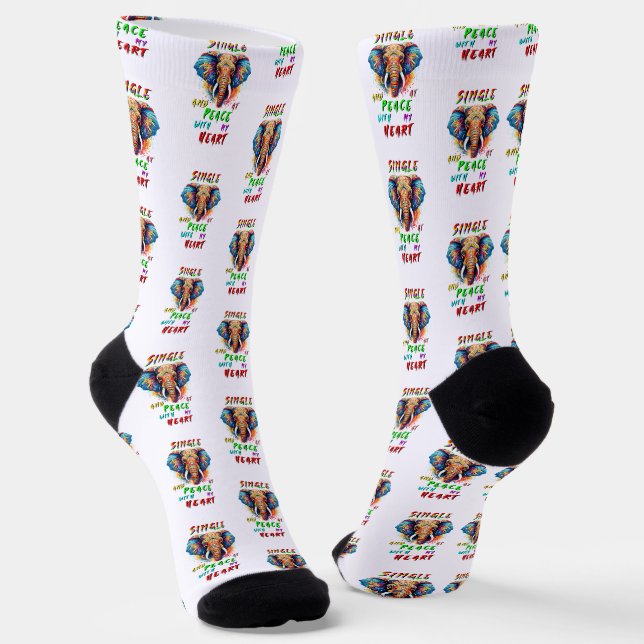 Single And At Peace With My Heart Socks (Angled)