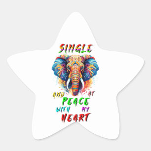 Single And At Peace With My Heart Star Sticker