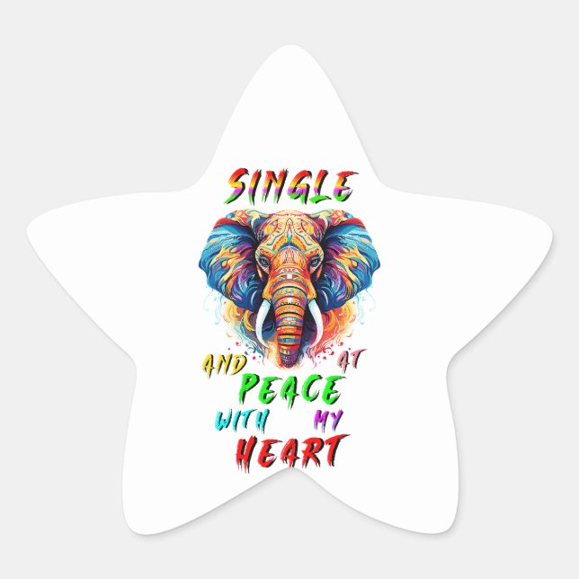 Single And At Peace With My Heart Star Sticker (Front)