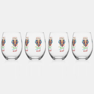 Single And At Peace With My Heart Stemless Wine Glass