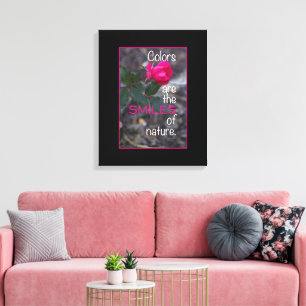Single Bending Pink Rose Photograph Canvas Print