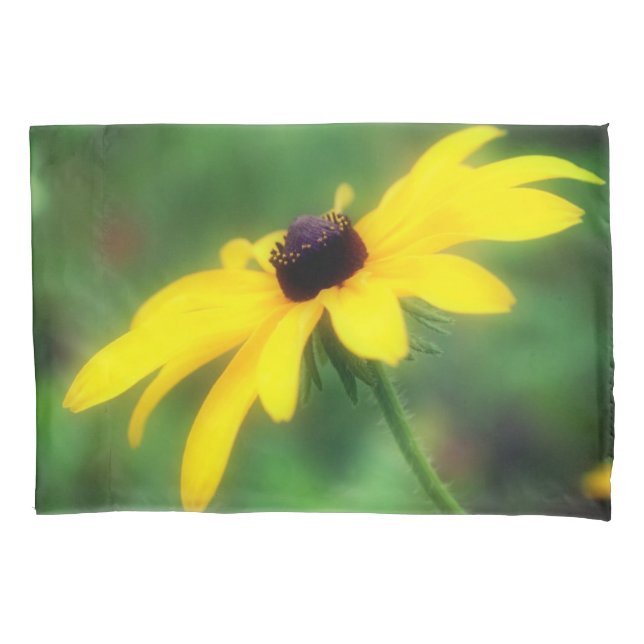 Single Black Eyed Susan Daisy Flower Pillowcase (Front)