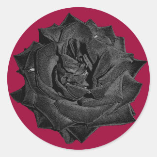 Single Black Rose Classic Round Sticker