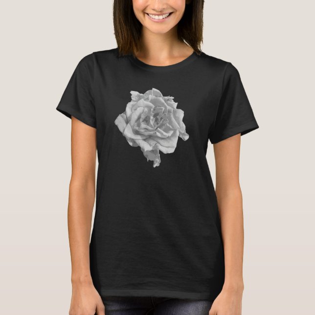 Single Black & White Rose Flower Women Girls Teens T-Shirt (Front)