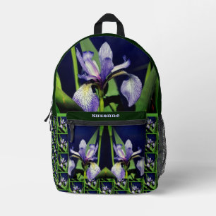 Single Blue Flag Iris Flower Nature Personalised Printed Backpack