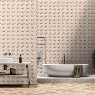 Single Brown Leaf on Tan Wallpaper
