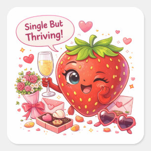 Single but Thriving Strawberry Sticker