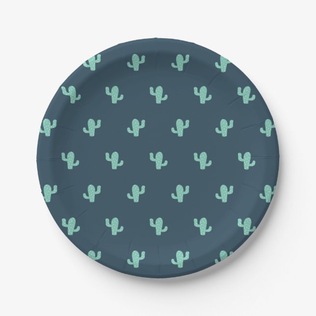 Single Cactus Pattern Paper Plate (Front)