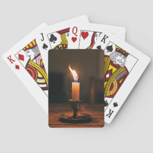 Single Candle Burning Brightly Playing Cards