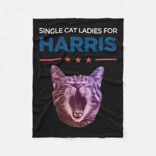Single Cat Ladies For Harris 2024 Political Fleece Blanket