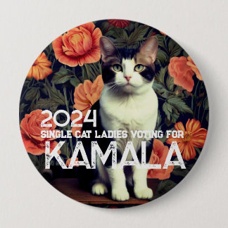 Single Cat Lady for Kamala Button