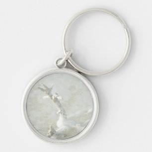 Single coral on the beach key ring
