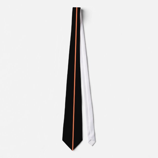 Single Coral Stripe on Black Tie (Front)
