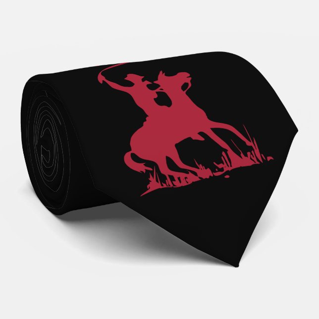 Single Cowboy on Horse with Whip Tie (Rolled)