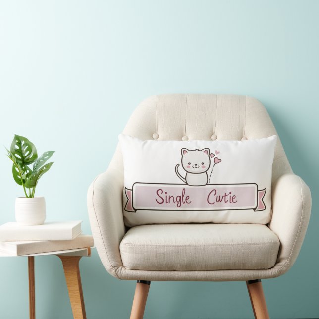 Single Cutie Cute Cat Lumbar Cushion (Chair)