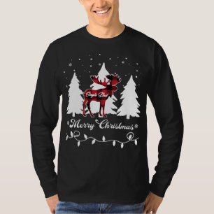 Single Dad Moose Buffalo Red Plaid Christmas Match T-Shirt