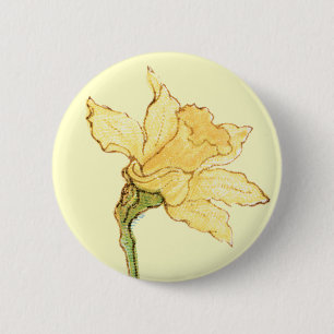Single Daffodil Illustration by Kate Greenaway 6 Cm Round Badge