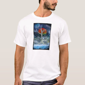 Single Dead Tree Foggy Night Orange Moon T-Shirt